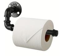 TEMU Portarrollos de papel higiénico de pared individual, estilo industrial para rollos estándar, negro