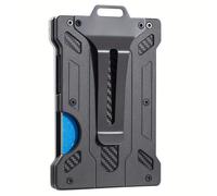 TEMU Portatarjetas de Aleación de Aluminio de Diseño Último con Múltiples Ranuras, Transparente y Protección RFID - Elegante para Tarjetas de Crédito y Accesorios Bancarios