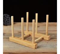 TEMU Portavasos elegante de bambú que ahorra - Elegante juego de té a prueba de polvo y estante de almacenamiento, para la organización del hogar y | Portavasos moderno | Estructura de bambú