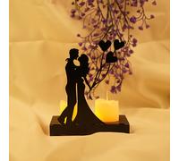 TEMU Portavelas de Metal Romántico, Diseño de Silueta Negra, Estilo Contemporáneo, para Día de San Valentín, Boda, Fiesta de Damas, Aniversario, Decoración de Mesa para el Hogar, Sin Batería