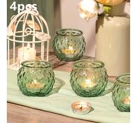 TEMU Portavelas de Vidrio Boho-Chic - Diamante , Ideales para Centrosde Mesa en , ¡Decoración del Hogar y Fiestass como Navidad o Halloween!