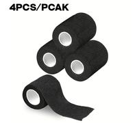 TEMU POSEIDON 1/4/12/24 unidades de Cinta Adhesiva Negra para Tatuajes, Rollo de Vendaje Deportivo, Agarre Autoadhesivo para Máquinas de , Cinta Deportiva Negra, Vendaje Adhesivo.