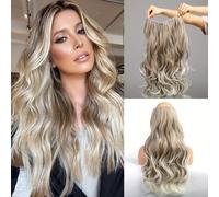 TEMU Postizo invisible de 22 pulgadas con sintéticas, cabello liso y extensiones invisibles con línea ajustable para alargar. Se puede , alisar o teñir el color