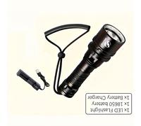TEMU Potente linterna de buceo LED, linterna de iluminación profesional para buceo con cuerda de , batería 18650, luz de pesca para camping al , linterna de buceo recargable
