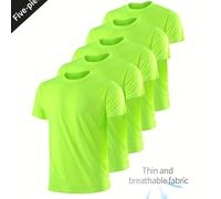 TEMU Prince Camiseta deportiva de secado rápido de ajuste entallado y para hombre, conjunto de entrenamiento casual de moda para correr que absorbe la humedad, 5 camisetas