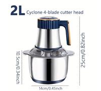 TEMU Procesador de alimentos de acero inoxidable de 2L/3L/5L, picadora de carne rápida y picadora de verduras, 5 velocidades, adecuado para cebollas, ajo, ensalada - Gadget de cocina