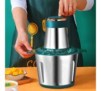 TEMU Procesador de alimentos de acero inoxidable de 2L con de cuchilla - Picadora de carne y rebanadora de verduras rápida, cocina potente para cebollas, ajo, ensaladas y alimentos, enchufe europeo