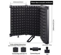 TEMU Protector de Micrófono con Aislamiento, Carcasa Plegable con Triple Aislamiento Acústico, Filtro de Reflexión con de Micrófono de 3/8" y 5/8" para Estudio de Grabación, , y Radiodifusión