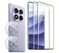 TEMU Protector de Pantalla 4 en 1 y Protector de Cámara 2 Piezas para Xiaomi Redmi Note 14 Pro 5G Plus POCO X7, Vidrio Templado Antirrayas con Lente Protector