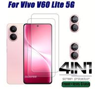 TEMU Protector de pantalla de vidrio templado 4 en 1 para Vivo V60 Lite 5G, protector de lente de cámara para Vivo V60 Lite 5G, vidrio completo con adhesivo transparente