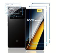 TEMU Protector de pantalla de vidrio templado 9H 2-Pack Van1st para Xiaomi POCO X6 Pro 5G, HD , Anti-Rasguños, Instalación sin , Protección de de la Cámara