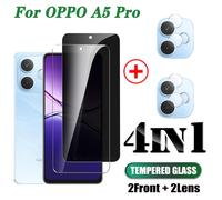 TEMU Protector de Pantalla Templado para OPPO A5 Pro (2+2) + Película de Privacidad y Lente de Cámara*2