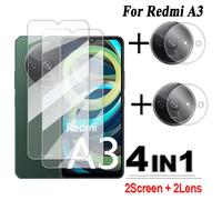TEMU Protector de Pantalla Transparente Adhesivo Completo para Redmi A3 4-en-1, Vidrio Templado para Redmi A3 y Película para Lente