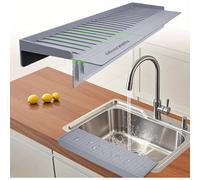TEMU Protector de para Fregadero, Protector de Bordo de Cocina con Canal Guía a 5°, Adecuado para Acero Inoxidable y Encimeras de Cuarzo o Mármol de 3.9 a 5 Pulgadas de Ancho, Resistencia al ()