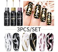 TEMU PUENTE 3 piezas/set Gel de Esmalte Metálico para Uñas, Espejo Super , Fino para Líneas Francesas y Rayas, Varnish Semi-Permanente LED sin Alcohol, Fácil de Usar, Gel Liner para en Uñas