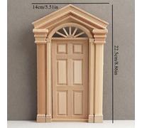 TEMU Puerta de madera en miniatura a 1/12 con techo y columnas dobles, ideal para accesorios de fotografía o decoración de . para decoración de temporada y un regalo