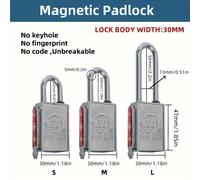 TEMU Puerta magnética sin ojo de cerradura, antirrobo y anti-enganche, aleación metálica resistente , 2 llaves con para uso interior/exterior, prácticamente indestructible