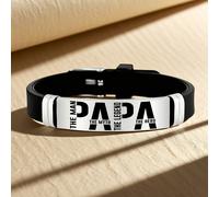 TEMU Pulsera con diseño de texto "PAPA, THE MAN, , THE LEGEND, ", un accesorio casual, de acero inoxidable 202 202 y silicona, es para
