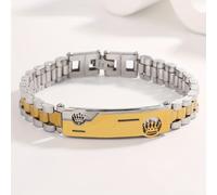 TEMU Pulsera de acero inoxidable 304 de para hombre con diseño de corona dorada, una elegante opción para joyería de negocios y casual minimalista y a que un a un precio bajo