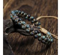 TEMU Pulsera de africana de calidad, tejida a , impermeable, verde , aumenta la y la , pulseras de piedra natural para todas las ocasiones, pulseras para hombres