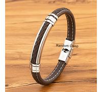TEMU Pulsera de Cuero para Hombre con Cierre Aleatorio, , Diseños Sencillos, Acero Inoxidable 316L, Joyería a , Accesorios Magnéticos, Regalo de Encanto para Negocios, Venta al por Mayor