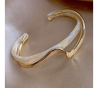 TEMU Pulsera de forma de ola chapada en oro de 18K, joyería de estilo minimalista para mujeres