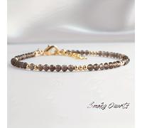 TEMU Pulsera redonda facetada de cuarzo fumado natural - Diseño fácil, estilo apilable, joyería para mujer que realza el encanto, regalo ideal para las fiestas