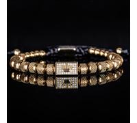 TEMU Pulsera Trenzada de Lujo con Cuentas Cuadradas y Ajustable para Hombres