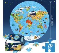 TEMU Puzzle de Piso de Animales de 70 Piezas - Diseño Educativo con y Patrones de Animales - Cartón Azul Duradero - el Aprendizaje y el Desarrollo . Ideal para la Interacción Familiar entre e