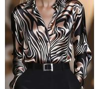 TEMU QD0901017 + Fondos de Inversión + Camisa de Satén con Estampado de Cebra de Moda Personalizada para Mujer