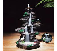 TEMU Quemador de incienso de flujo de resina grande - Paisaje de montaña con , cayendo por las , ideal para el hogar y de té, no incienso, soporte para incienso.