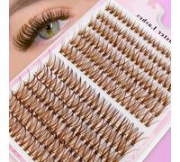 TEMU Racimos de Pestañas Marrones 8-16mm Extensiones Individuales Naturales y Voluminosas para Tú Mismo, 240 Piezas con en C