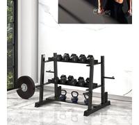 TEMU Rack para mancuernas SPORTNOW, soporte para mancuernas estantes, soporte para pesas, porta pesas para mancuernas y kettlebells, capacidad de carga de 200 kg, acero, color negro, 131 x 75 x 80 cm