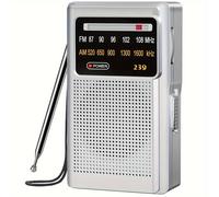 TEMU Radio de Bolsillo Compacto con Sonido - FM/AM, Transistor Fácil de Usar con Conector para Auriculares para Viajes y Camping, Recepción Fuerte, Funciona con Pilas (Pilas AA No Incluidas)