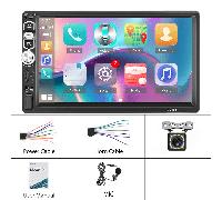 TEMU Radio de Coche 7'' 1Din con Pantalla Táctil - Pantalla Táctil de 7 Pulgadas - Radio con Carplay y Auto - Espejo, Radio FM, SWC, AUX + Cámara de Atrás, Accesorios para Auto