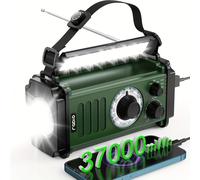 TEMU Radio de emergencia, radio con manivela manual, radio solar, radio de NOAA AM FM, 5 métodos de carga, linterna y luz de lectura LED, alarma desastres y tormentas estacionales