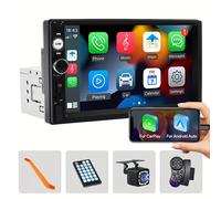 TEMU Radio estéreo para coche con pantalla HD de 7 pulgadas, Carplay y Auto, 1 Din MP5 universal inalámbrico, reproductor multimedia táctil con , sin batería