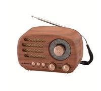 TEMU Radio Multifuncional, Altavoz Portátil AM/FM/SW sin varillas con Batería Recargable, Reproducción de Tarjeta TF USB, Diseño Retro de Madera, Altavoz Estéreo, Manija Retroiluminada