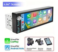 TEMU Radio para coche 1 Din con pantalla táctil de 6.86 pulgadas, radio inalámbrica para coche con Carplay con cable y Auto, interfaz USB y pantalla de que de luz, sin batería