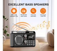 TEMU Radio Portátil AM/FM/SW con Pantalla Digital, Botón FM de Un y Batería Recargable - Apagado Automático, Reproducción Duradera para Hogar, Exteriores y Emergencias