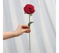 TEMU Ramo de 6 Rosas de Crochet Hechas a - Flores Falsas de Vellón y Rosa en Marrón - Regalo para de San Valentín para Decoración del Hogar, Flores de Crochet