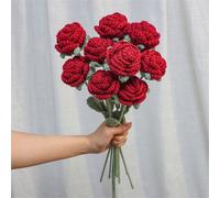 TEMU Ramo de de Crochet Hechas a - Flores de y Rosa con Verdes, para Regalo de San Valentín y Decoración de Mesa, Flores de Crochet