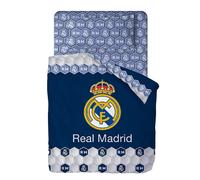 TEMU Real Madrid C.F. Juego de Sábanas - Verano | Licencia Oficial | Diseño | Azul | 50% Algodón/50% Poliéster