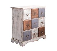 TEMU Rebecca Mobili RE4077 - Cómoda de 9 cajones, madera de Paulonia, estilo Shabby Chic, multicolor, 63 X 60 cm