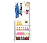 TEMU Recibidor perchero metálico de entrada Home 155cmx60cmx28cm, 4 baldas, 8 colgadores