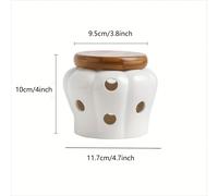 TEMU Recipiente De Cerámica Para Ajos Con De Bambú, Diseño Hueco, Almacenamiento Y Decoración Ventilados Para La Cocina, Contenedor De Ajos De Cerámica Y , Decoración De Cocina