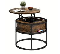 TEMU redonda con elevable, mesa de salón con de almacenamiento de 60X60X47Cm, mesa de sofá de salón ajustable