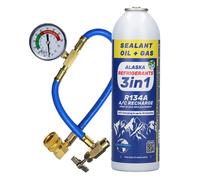 TEMU Refrigerante de Reemplazo Alaska R134a, Aceite PAG 100, Sellador + Manguera y Manómetro