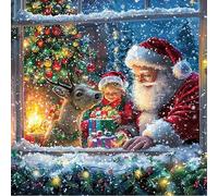 TEMU Regalo de Papá Noel 30*30 cm - Kit de pintura de diamantes 5D, de punto de cruz con perforación completa, de diamantes para decoración de pared