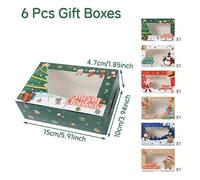 TEMU Regalo para Ella/Él, Juego de 6 Cajas de Regalo Navideñas Surtidas con Diseños de Papá Noel, Reno y con Ventanas, para Decoraciones del Hogar, Celebraciones Festivas y Fiestas de Año